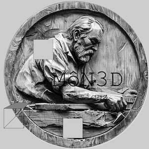 Fichier 3D en relief de menuisier au travail - Parfait pour la sculpture au laser, l'impression 3D ou l'usinage CNC