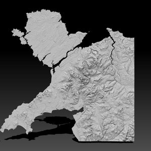 Arquivo digital 3D do mapa de relevo 3D do terreno do Norte de Gales para impressão 3D