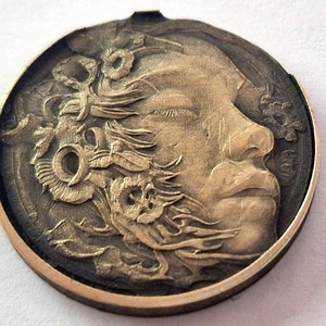 Woman's Face Foliage 3D Sculpture – Challenge Coin Design (Digital Download)