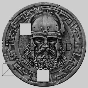 MOEDAS Viking Warrior II com escultura 3D de capacete com chifres - perfeita para escultura a laser, impressão 3D ou usinagem CNC (para moedas de desafio)