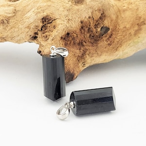 black tourmaline pendant 925 silver, tourmaline crystal tip, tourmaline necklace, tourmaline pendant, Schörl pendant, tourmaline crystal, TU-507