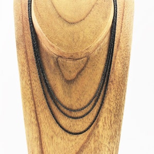 diamond-plated silver chain blackened 925 Sterling silver 40-50 cm, ruthenium-plated silver necklace, disco chain, Margeritha, stardust, Made in Italy
