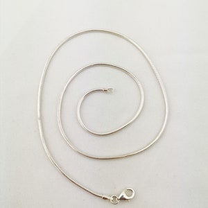 May include: A silver snake chain necklace with a lobster clasp.