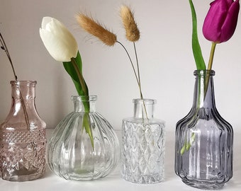 Set of small vases Mothers Day glass bottles Home Decor Wedding table decorations Mothers Day Gift New Home Housewarming Valentines Day gift