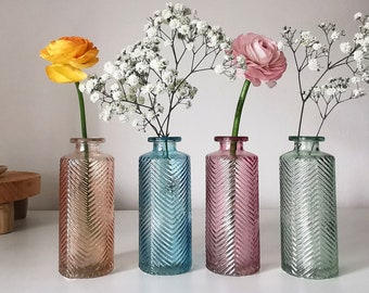 Small Glass Vase Bottle Flower Bud Vase Herringbone dry flowers vase wedding party table decoration supply centerpiece