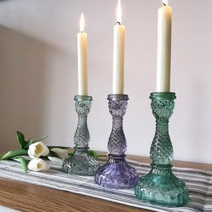 Glass Pressed Candle Holder Dinner Textured Candlestick Holder Wedding Party Table Decor Candle  Candle stick Holder Birthday Gift New Home