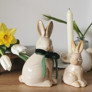 Ceramic Spring Ornament Bunny Table Decoration Natural Easter Rabbit Spring Home Decor New Home Gift Rustic Bunny Decoration