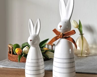 Stripe Easter Bunny Ornament Easter Home Decor Easter Table Accessory Decoration Set of Rabbits