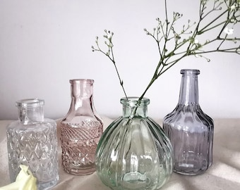 Set of small vases Mothers Day glass bottles Home Decor Wedding table decorations Mothers Day Gift New Home Housewarming Valentines Day gift