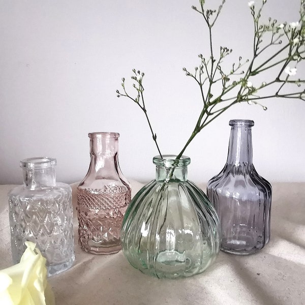 Set of small vases Mothers Day glass bottles Home Decor Wedding table decorations Mothers Day Gift New Home Housewarming Valentines Day gift