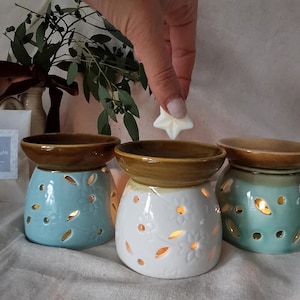 Reactive Glaze Ceramic Wax Melt Burner: Mothers Day Rustic Home Decor