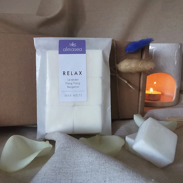 RELAX Aromatherapy wax melts lavender ylang ylang bergamot melts hand poured natural essential oils wax melts vegan eco wax melts  home gift