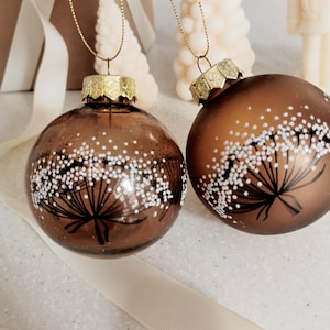 Set of two Christmas Baubles:  Brown Copper Hanging Tree Ornaments