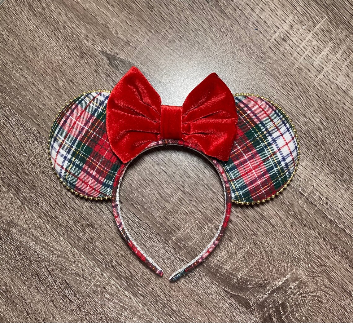 Plaid Christmas Disney Mickey Minnie Ears Etsy