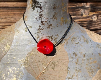 Handmade poppy pendant