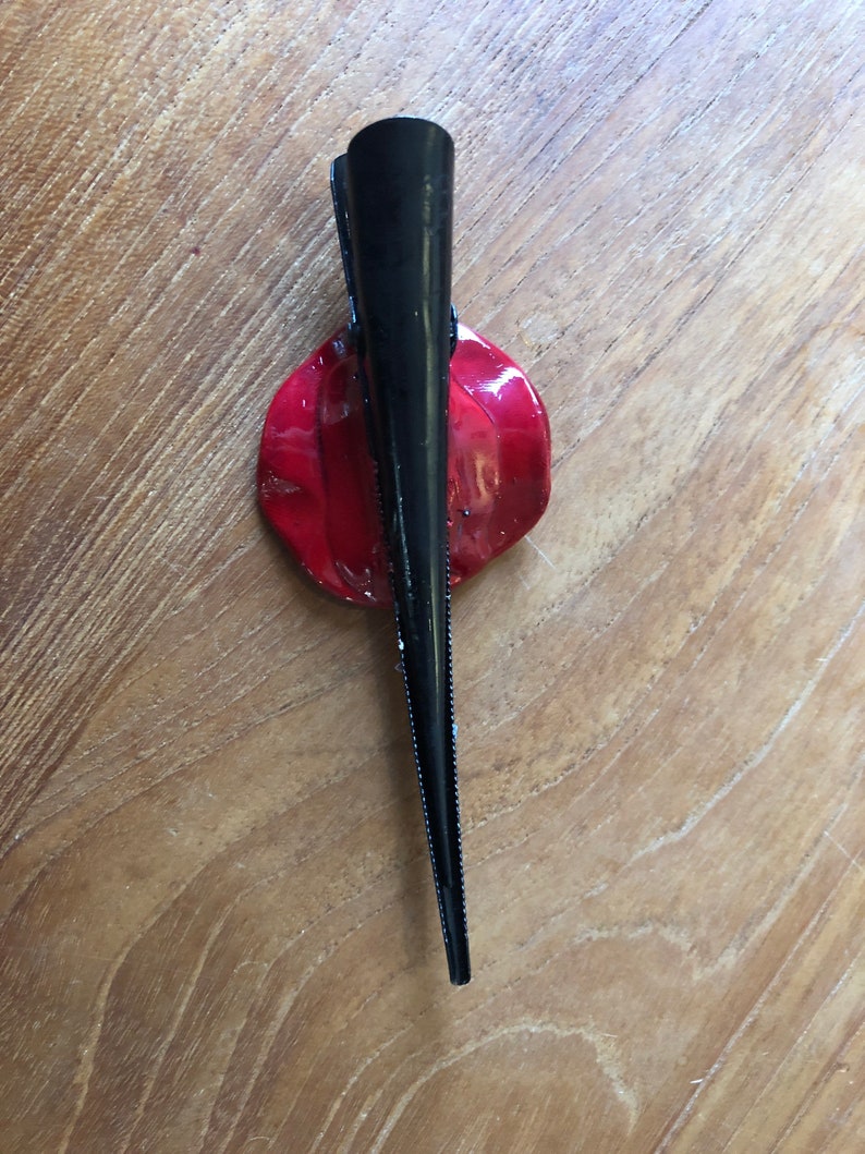 Barrette coquelicot, barrette rouge, idée cadeau de noël, pour maman, pour une amie image 4