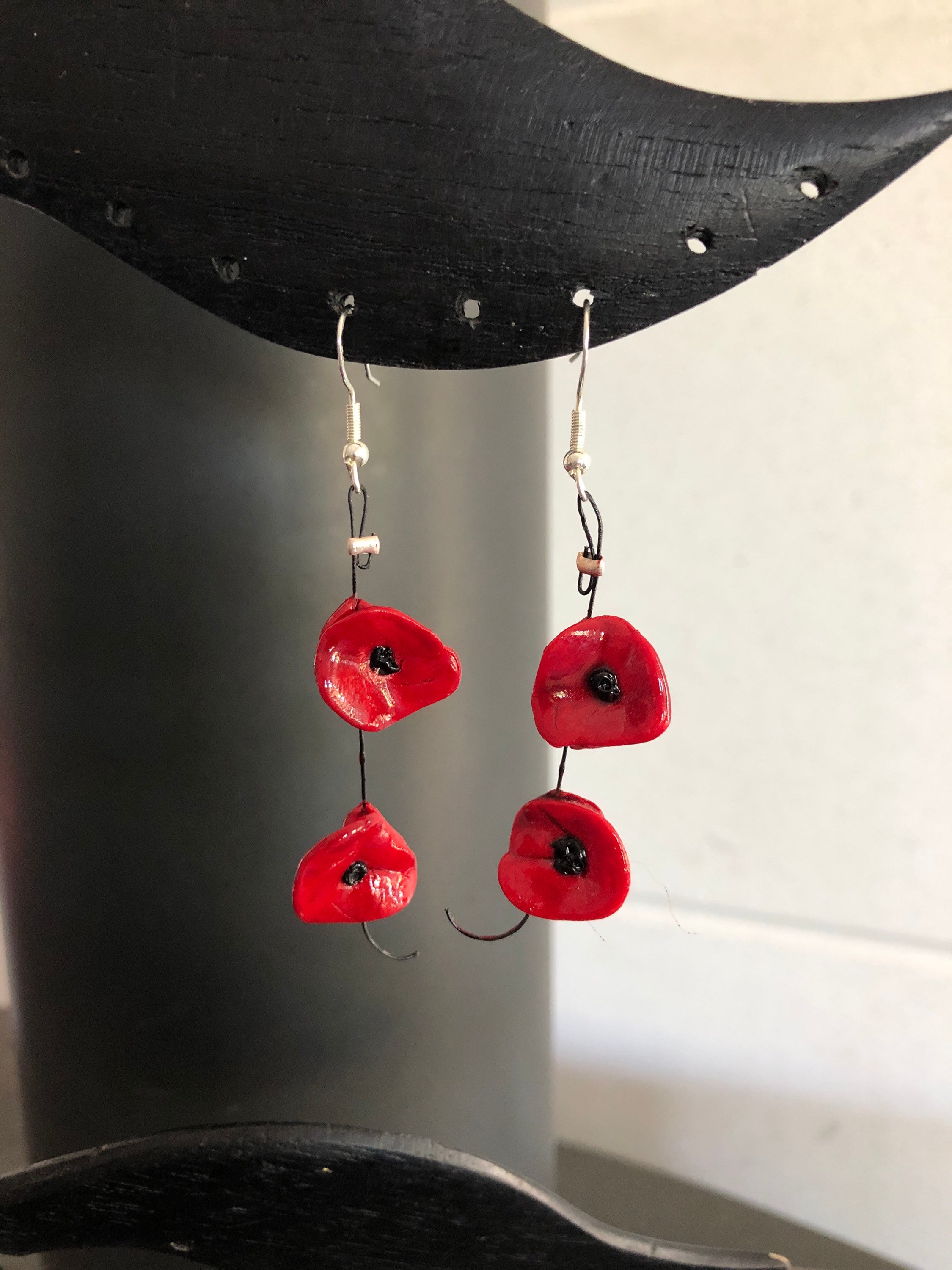 4 Paia Orecchini Pendenti A Papavero Rosso, In Resina Leggera E Acciaio Inossidabile, Per Donna, Regalo Per Memorial Day