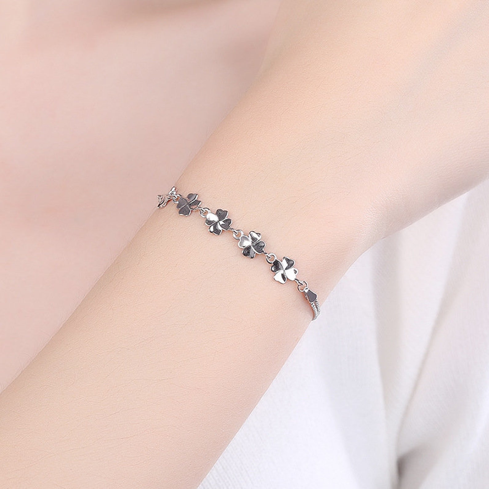 Four Leaf Clover BraceletSterling Silver BraceletsLucky Etsy