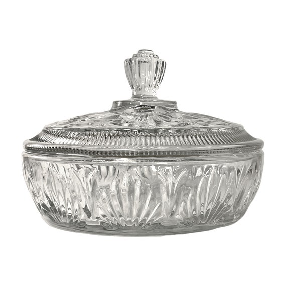 Vintage Avon Glass Candy Dish Bowl & Lid, Crystal… - image 1