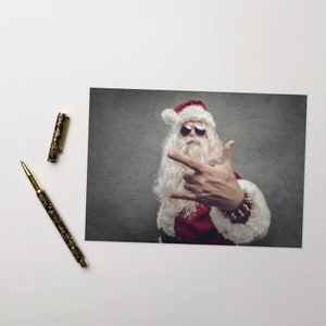 Cartão de Natal Rockin’ Santa Punk, presente engraçado de Rock N’ Roll para pai, família e amigos