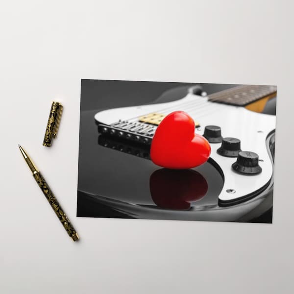 You Rock My World Valentine Card, Rock N’ Roll Valentine’s Day Greeting Card, I Love You Punk V-Day Card for Rockers, Electric Guitar Music