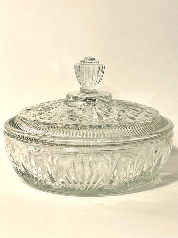 Vintage Avon Glass Candy Dish Bowl & Lid, Crystal… - image 2