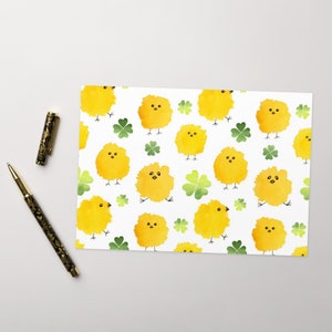 Cute Clover Chicks St. Patrick's Day Card Baby Chick Saint Patricks Clover Print Card Chicken St. Patrick's Day Card Cutest Chicken Cards