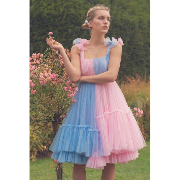 Pink and Blue Dress Etsy