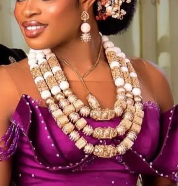 Conjunto de joyería de disfraz africano, conjunto de joyería de cuentas de  Coral rosa/rojo de 18 capas, conjunto de joyería nigeriana para boda, envío  gratis CJ144 - AliExpress