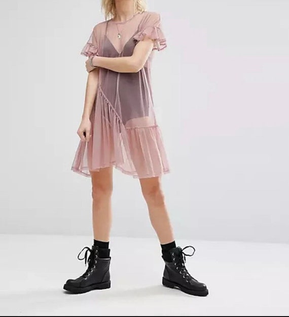 Mesh top smock dress