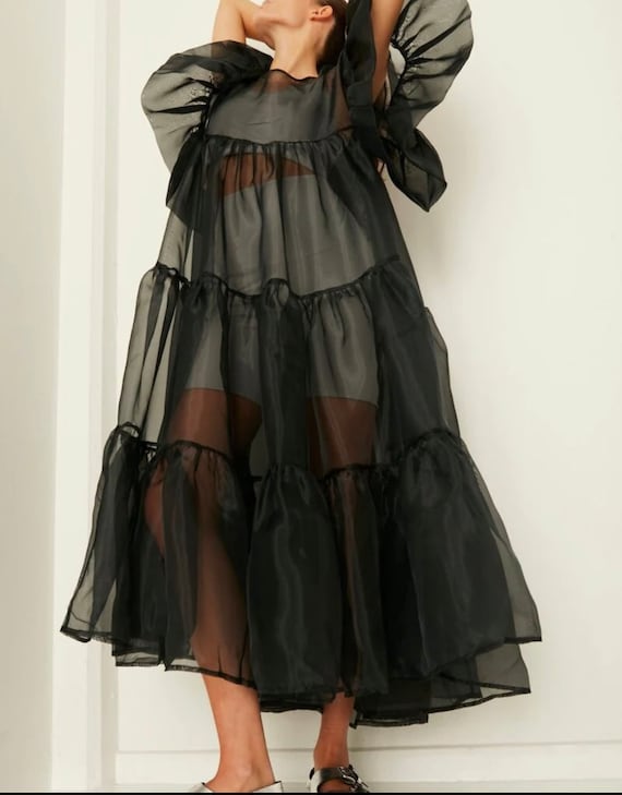 Athena Black organza full sleeve dress – Athena Lifestyle