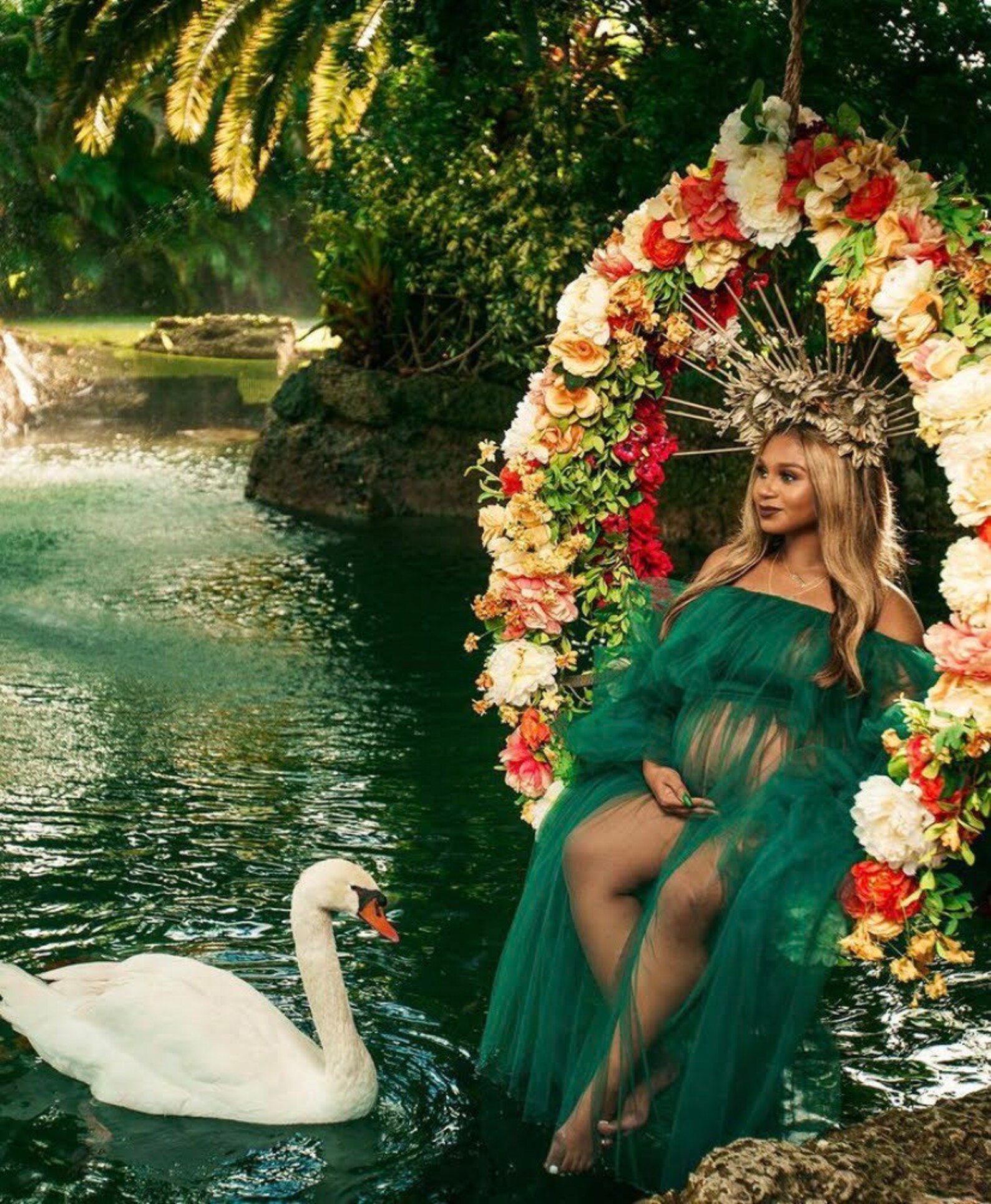 Emerald Green Tulle Robe Boudoir Robe Fluffy Ruffle Maternity Etsy