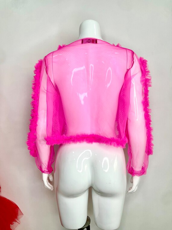 Pink ruffle jacket hotsell