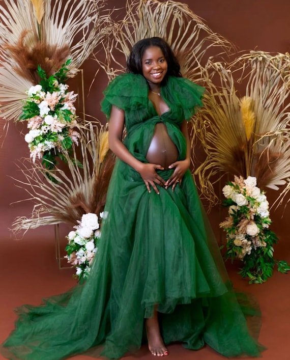 green maternity dress