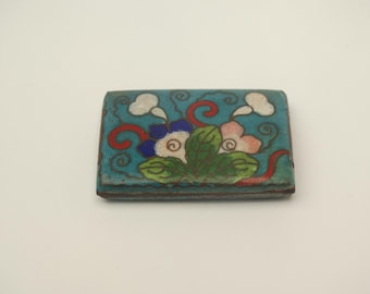 Antike Japanische Blaue Cloisonne Obidome Obiclasp Blumenmuster