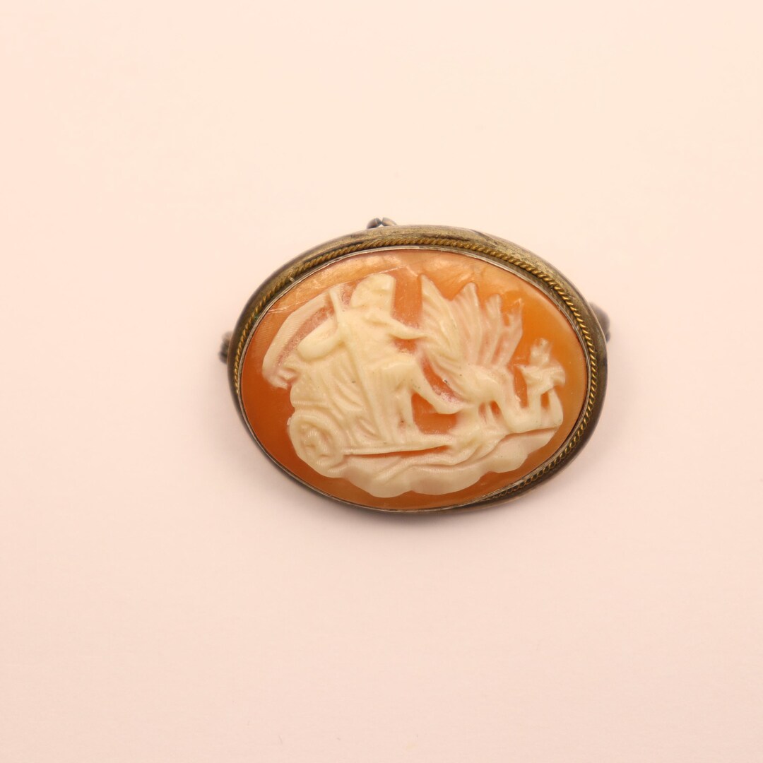 Antique Italian 800 Silver Shell Cameo 27x21mm Two Way Brooch Pendant ...