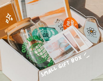 Small Mystery Gift Box | Happy Mail | Gift | Glass | Tumbler | Polaroid Stickers | Journal | Retro Keychain | Stickers | Aesthetic | Trendy