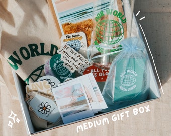 Meduim Mystery Gift Box | Happy Mail | Gift | Glass | Tumbler | Polaroid Stickers | Journal | Retro Keychain | Stickers | Aesthetic | Trendy