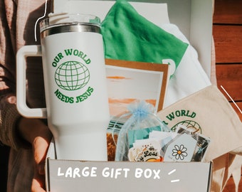 Large Mystery Gift Box | Happy Mail | Gift | Glass | Tumbler | Polaroid Stickers | Journal | Retro Keychain | Stickers | Aesthetic | Trendy