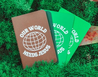 Our World Needs Jesus Mini Colored Journals | Back to School | Christian Journals | Christian Back to School Supplies | Jesus | Gift