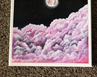 Pink Cloud and a Copper Moon- Acrylic Painting