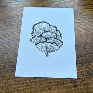 Carte postale illustrée champignon A6 (A6) noir et blanc anthracite