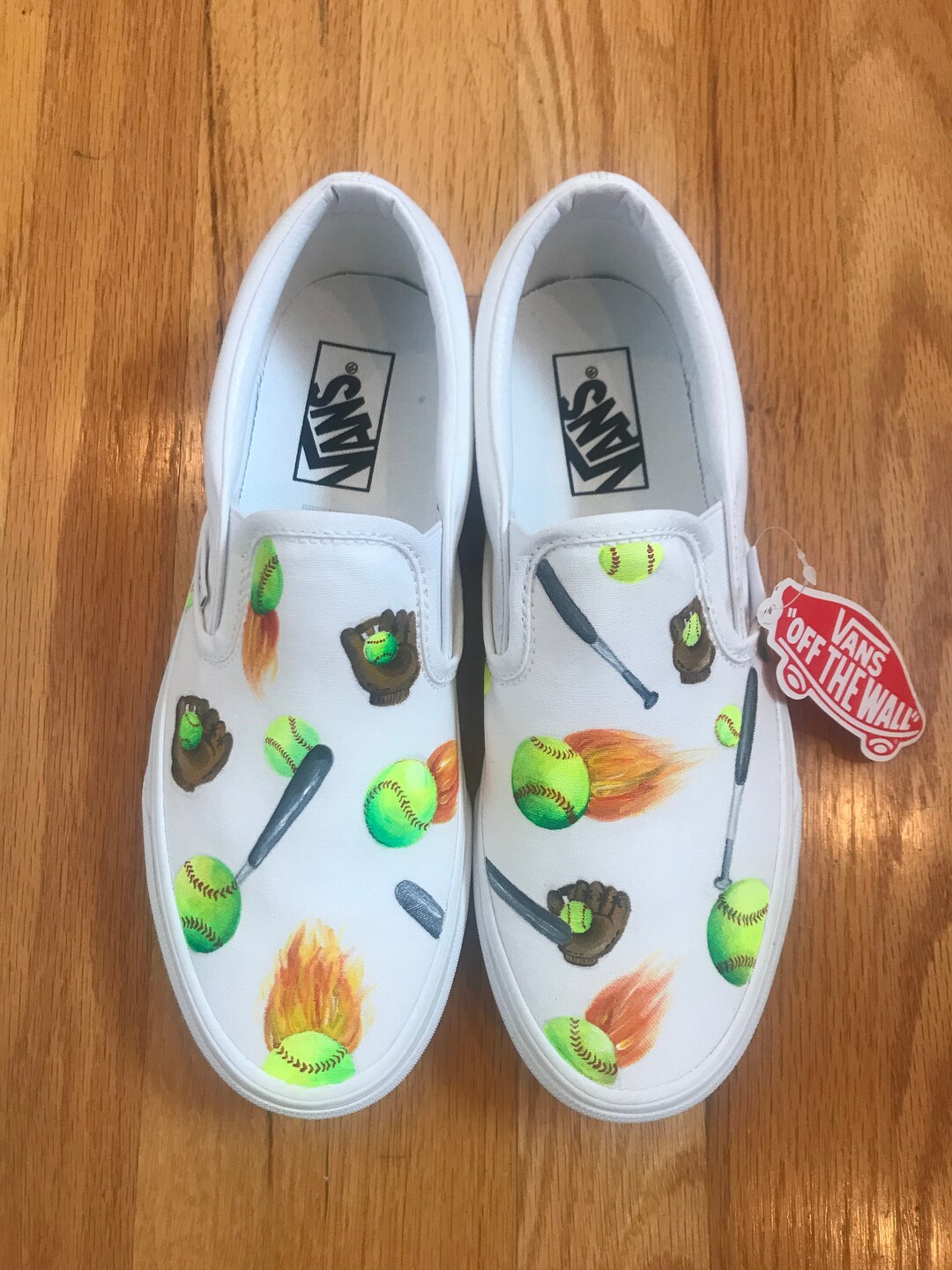 Softball Vans Handpainted Softball Themed Shoes Etsy