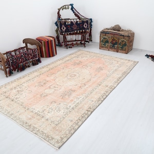 6x10 Rug, Faded Rug, Muted Color Rug, 6x10 Turkish Rug, Handmade Wool Rug, 6x10 Vintage Rug, Boho Rug, 6x10 Oushak Rug, 6x10 Area Rug, 447