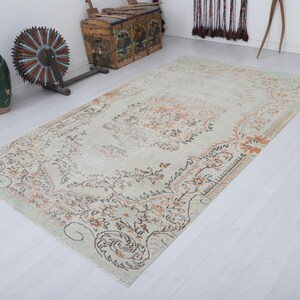 Handmade Oushak Turkish Rug 5x9: Vintage Anatolian Wool Rug