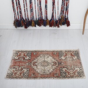 1 x 3, paillasson turc, paillasson vintage, paillasson oushak, 1 x 3 tapis anatolien, 1 x 3 petit tapis, mini tapis turc, paillasson en laine, 3435