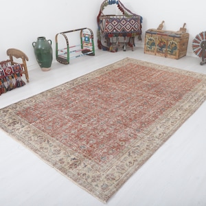 Oversize Oushak Rug: Vintage Turkish Wool Rug (7x12 ft)