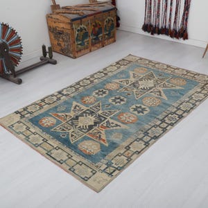 4x7 Turkish Rug, Vintage Rug, Oushak Rug, Natural Rug, Bohemian Rug, Anatolian Rug, Antique Rug, Home Decor Rug,Wool Rug,Handmade Rug,23601