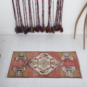 1x3 Oushak Rug, 1x3 Mini Rug, Door Mat Rug, 1x3 Vintage Rug, Turkish Rug, Anatolian Rug, Natural Rug, Small Size Rug, Turkish Mini Rug,4020