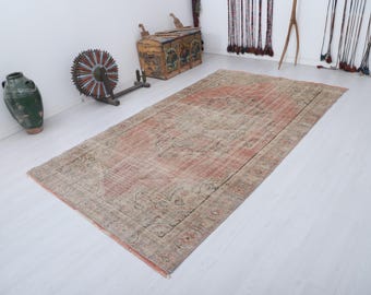 6x10 Vintage Oushak Rug, Muted Colors, Handmade Wool Turkish Rug